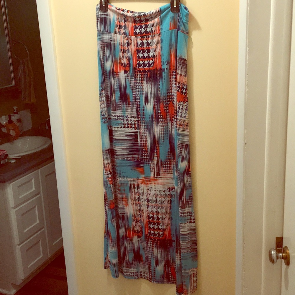 Knit Maxi Skirt Aqua Orange M/L/XL